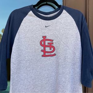 Nike Team St Louis Cardinals Grey/Navy "STL" Baseball-Style Tee S